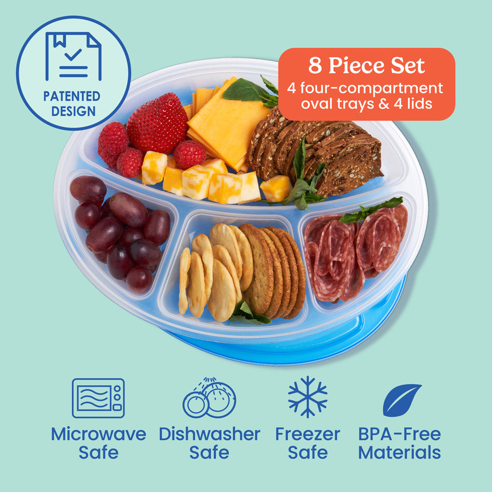 Bentgo Easyboxes 4-Compartment Oval Containers 8-Piece Set - Image 3