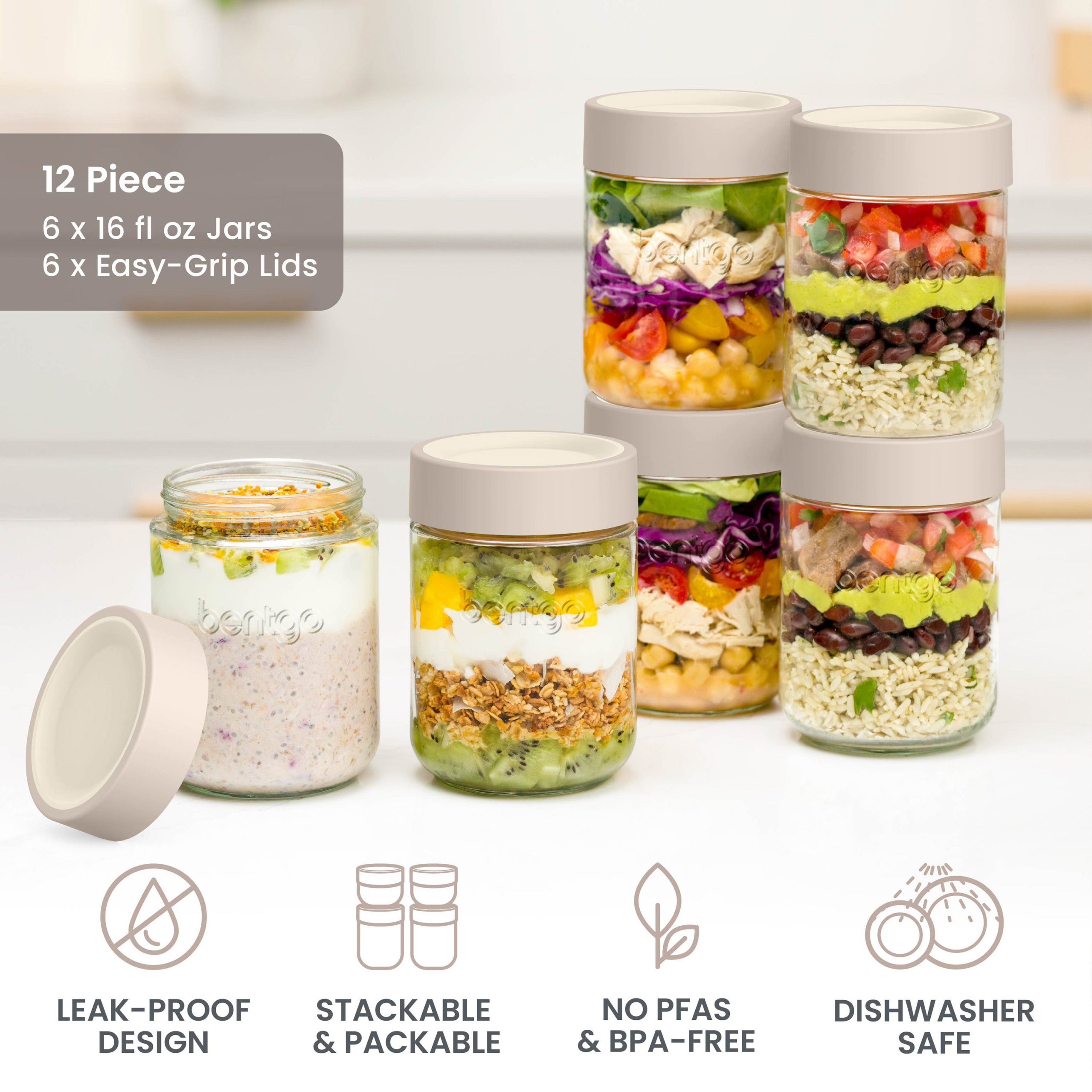 Bentgo Leak-Proof Glass Food Jars (16 fl oz Jars) - Image 3
