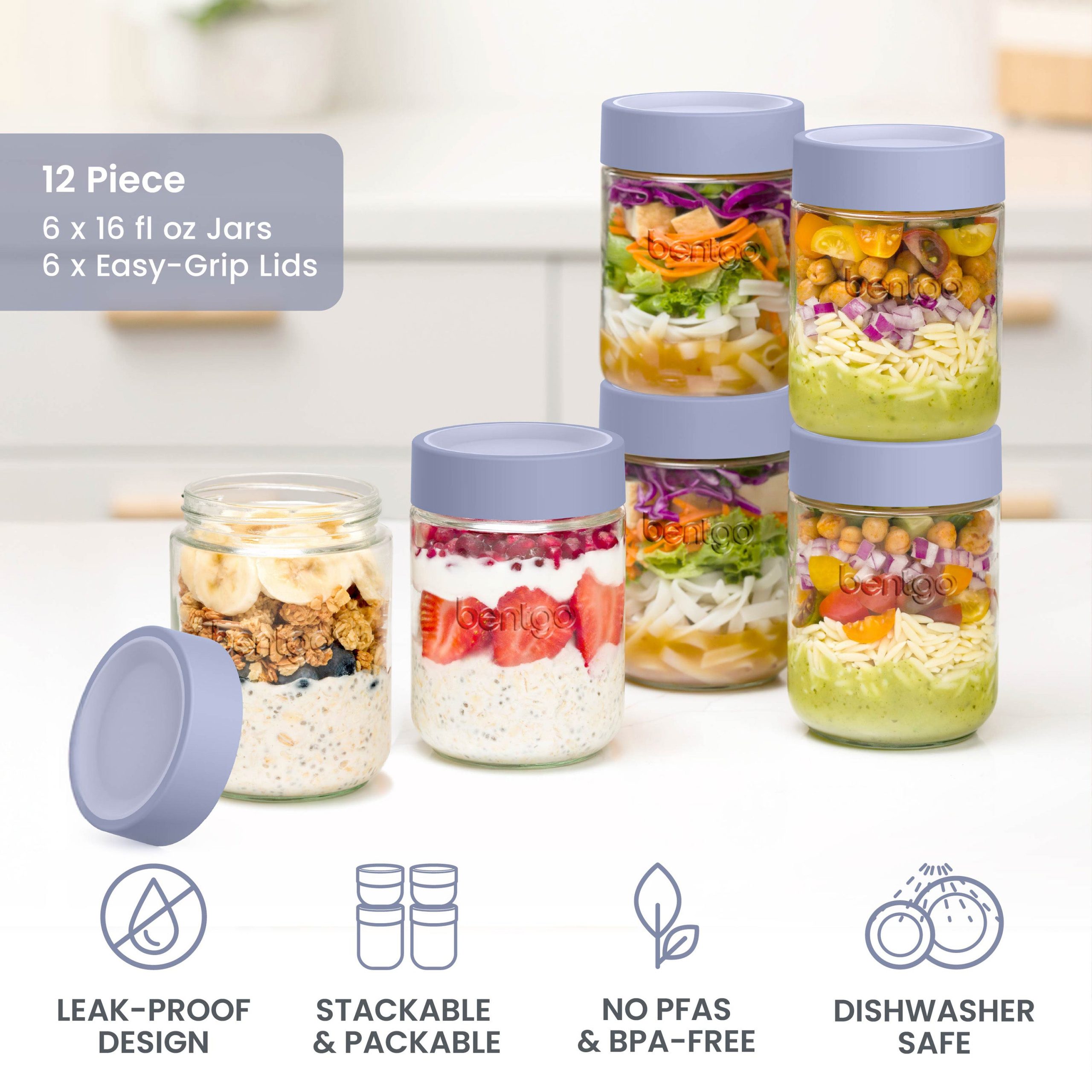 Bentgo Leak-Proof Glass Food Jars (16 fl oz Jars) - Image 9