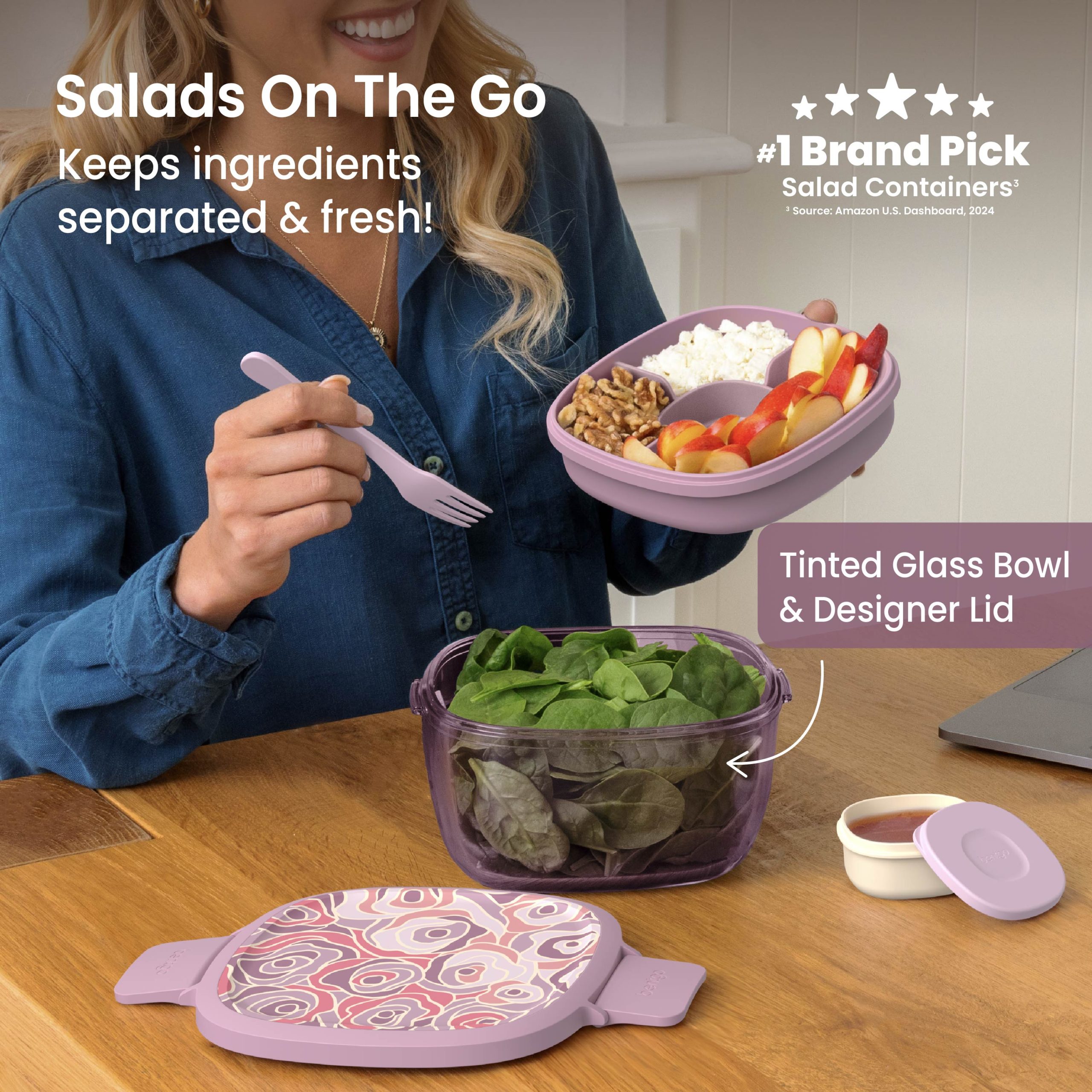 Bentgo Glass Prints All-in-One Salad Container - Image 23
