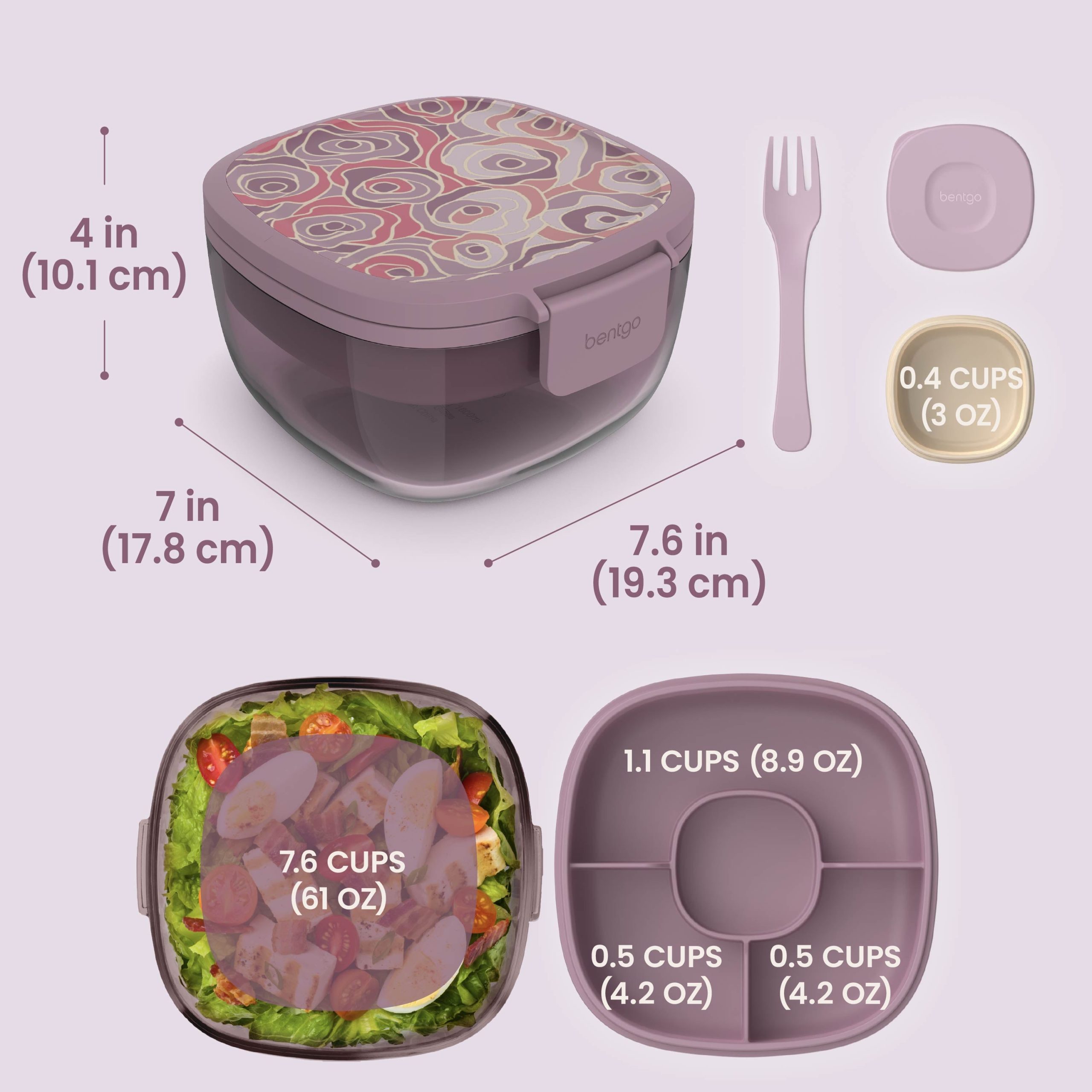 Bentgo Glass Prints All-in-One Salad Container - Image 27
