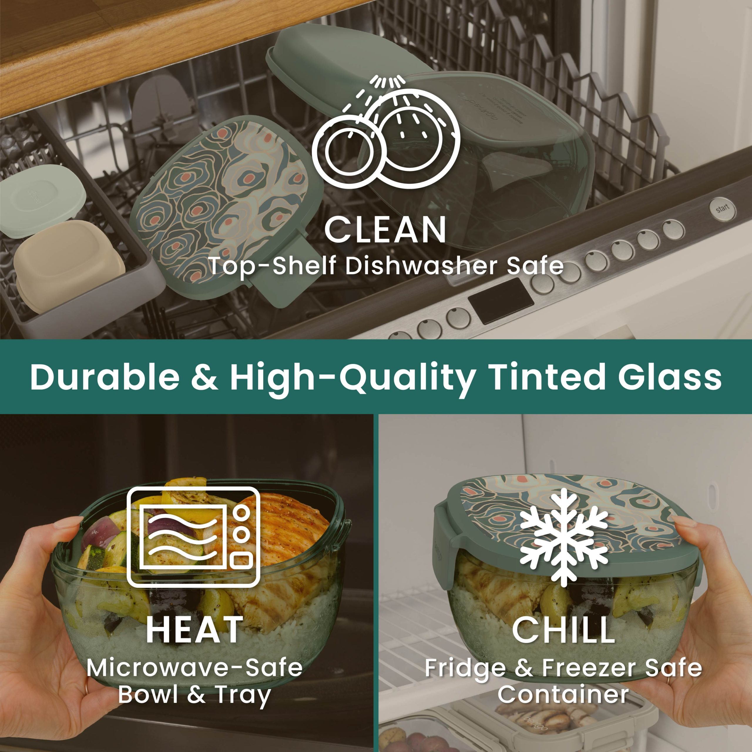Bentgo Glass Prints All-in-One Salad Container - Image 18