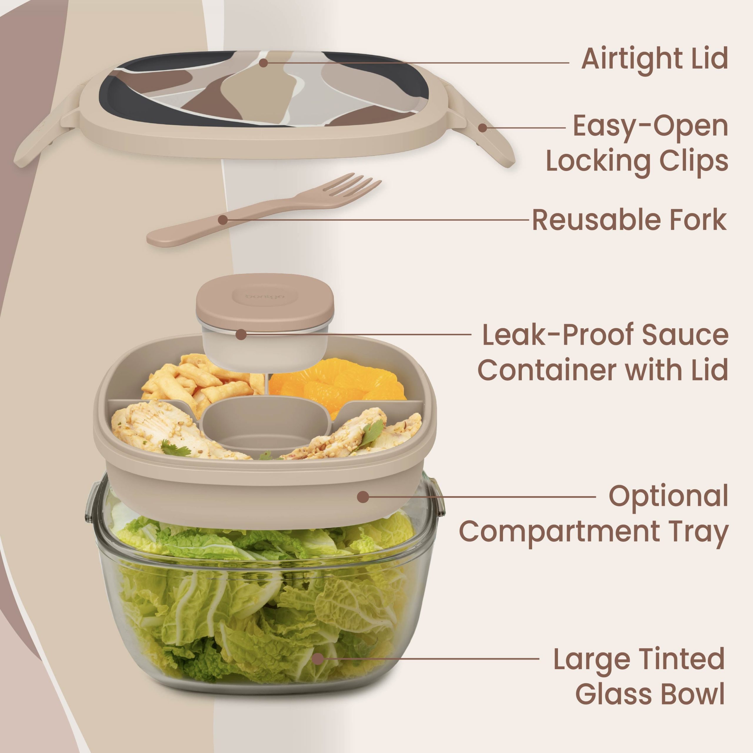 Bentgo Glass Prints All-in-One Salad Container - Image 5