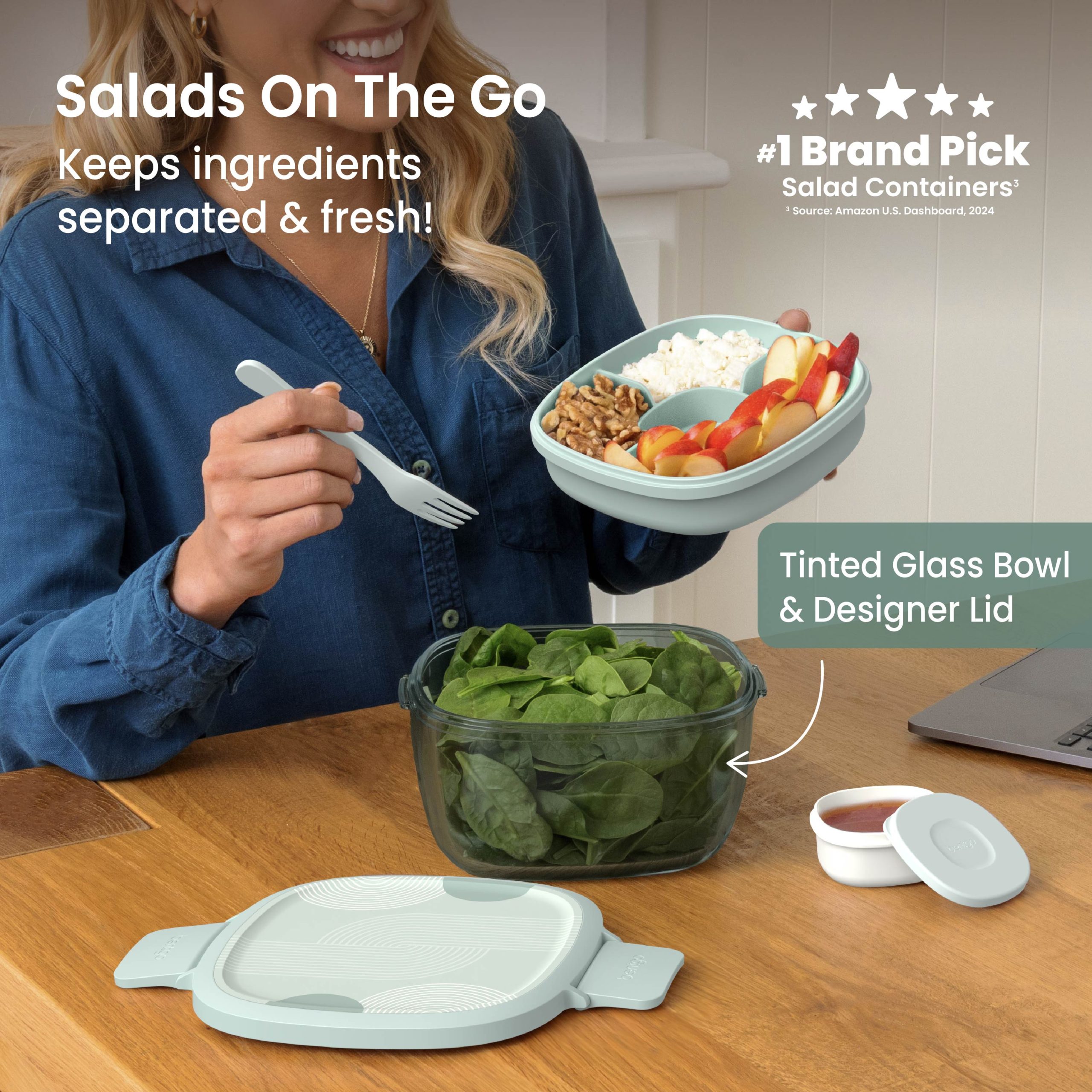 Bentgo Glass Prints All-in-One Salad Container - Image 30