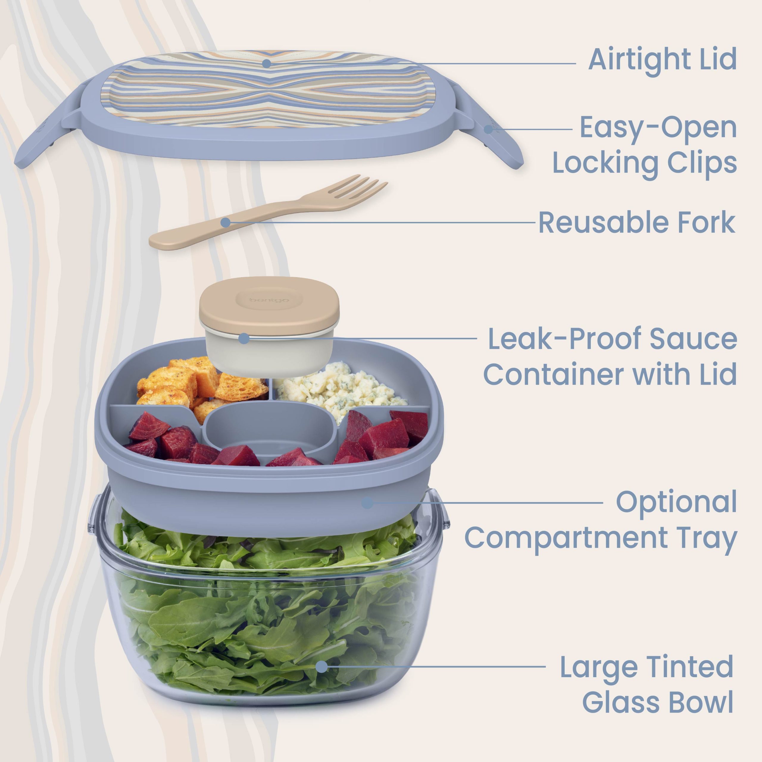 Bentgo Glass Prints All-in-One Salad Container - Image 12
