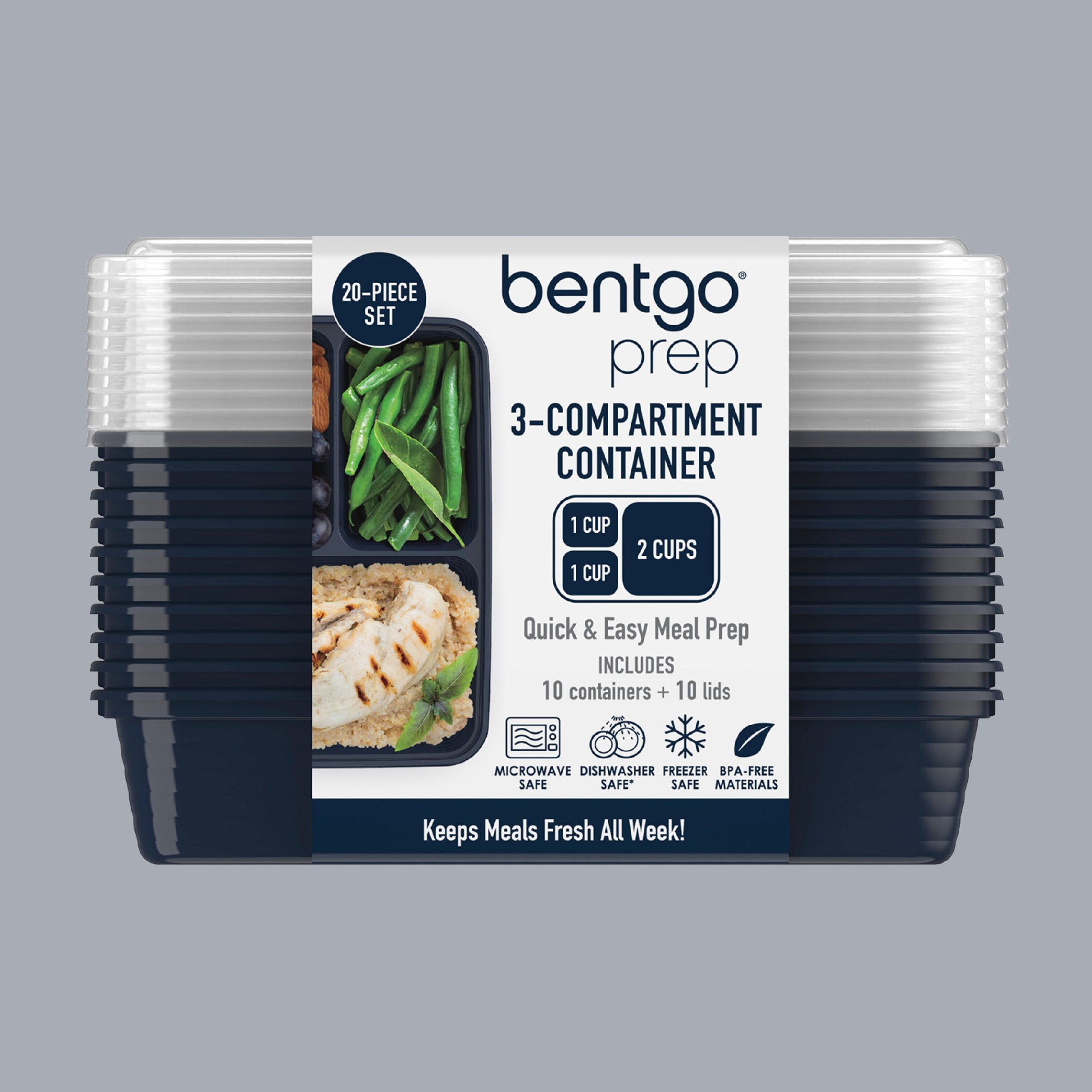 Bentgo Prep 3-Compartment Meal Prep Containers (20-Piece) - Image 16