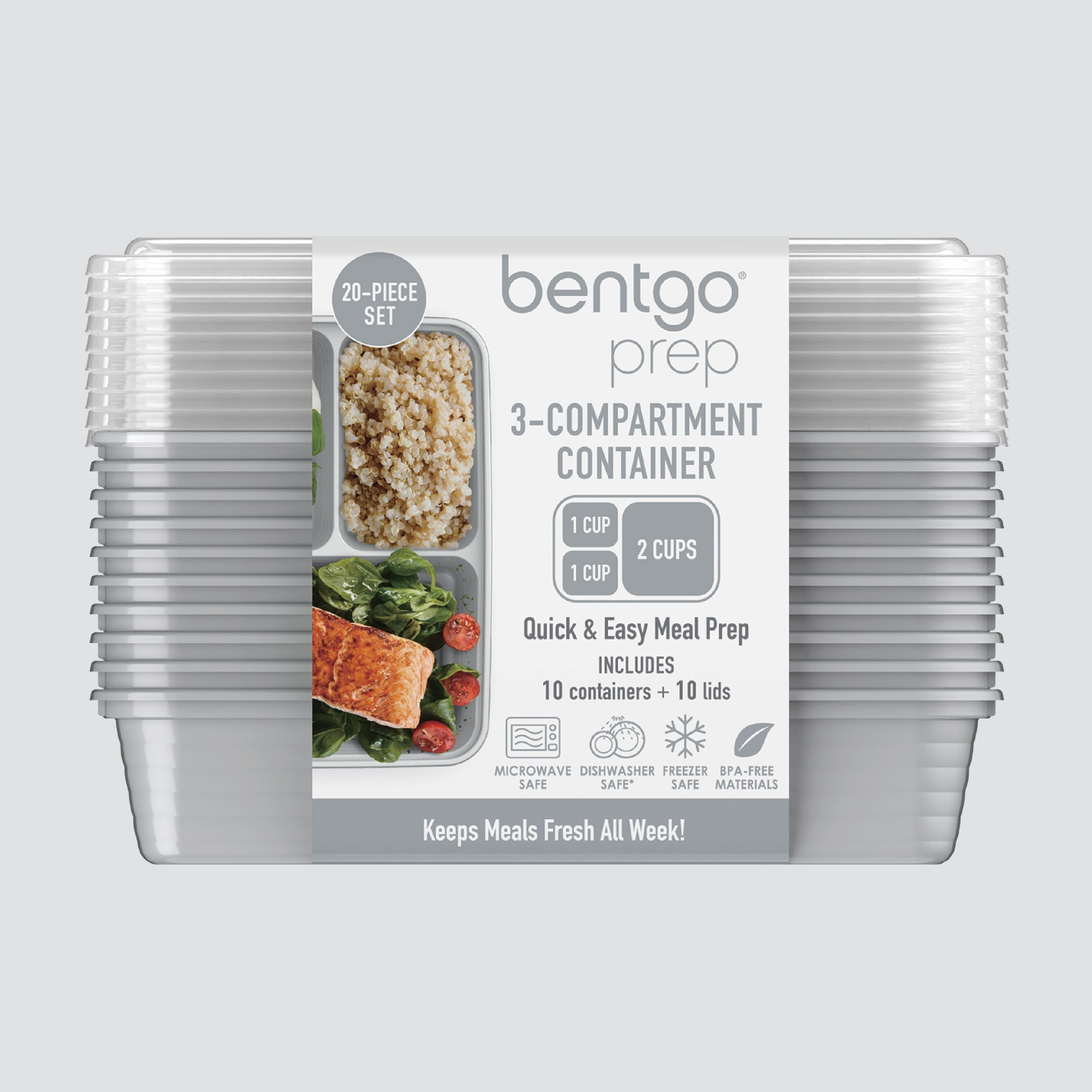 Bentgo Prep 3-Compartment Meal Prep Containers (20-Piece) - Image 24